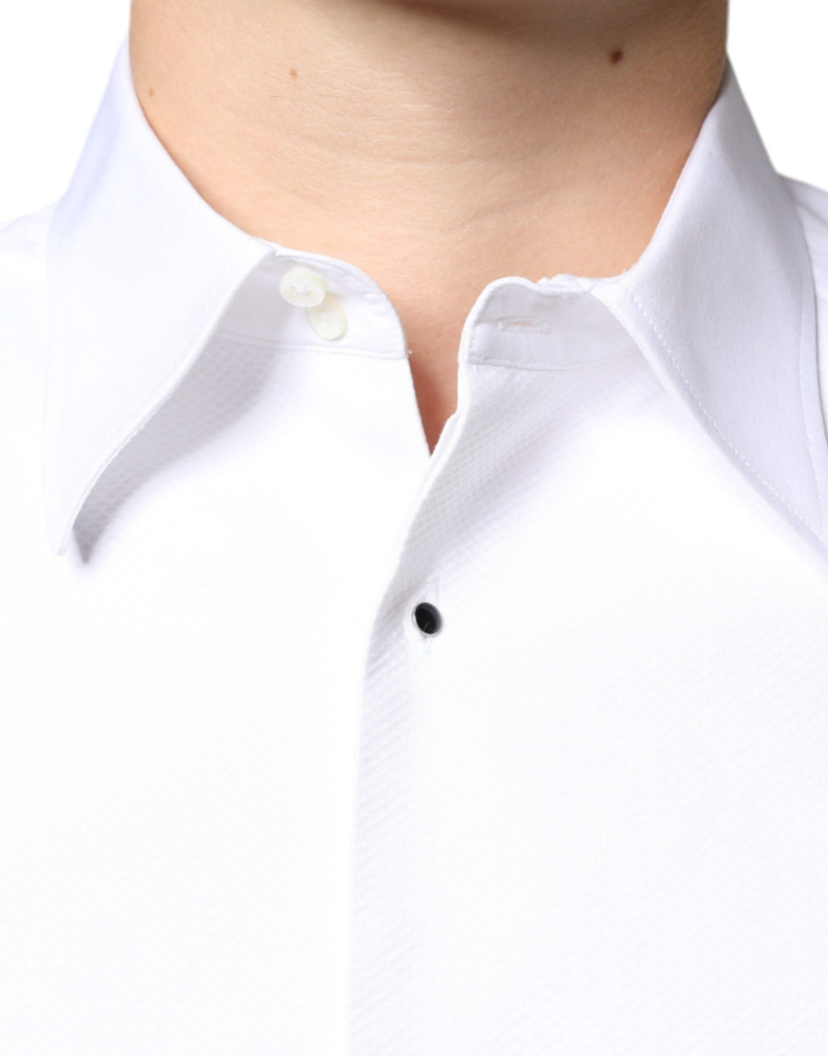 Chemise de cérémonie en popeline de coton blanche à collet italien de Dolce &amp; Gabbana
