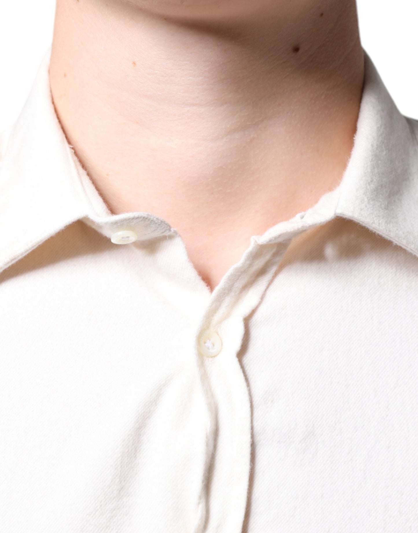 Chemise habillée formelle pour homme en coton à col classique, blanc cassé, AGLINI
