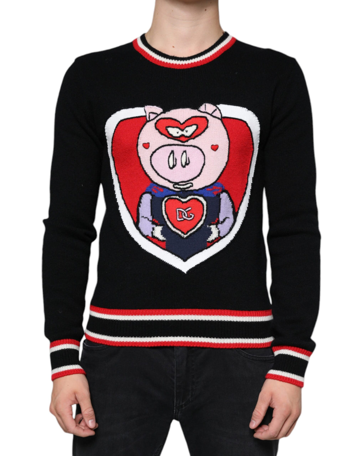 Pull en cachemire noir "Cochon de l'année" de Dolce &amp; Gabbana