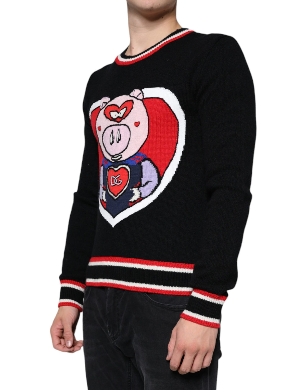 Pull en cachemire noir "Cochon de l'année" de Dolce &amp; Gabbana