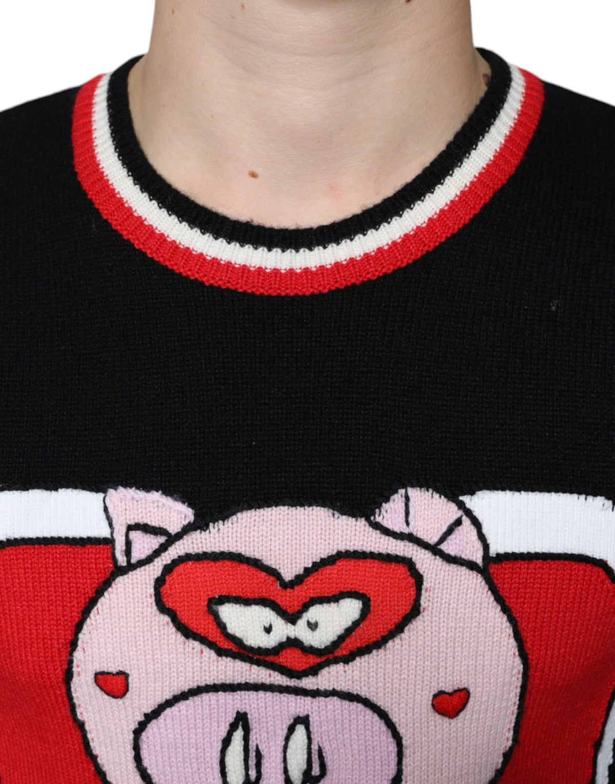 Pull en cachemire noir "Cochon de l'année" de Dolce &amp; Gabbana