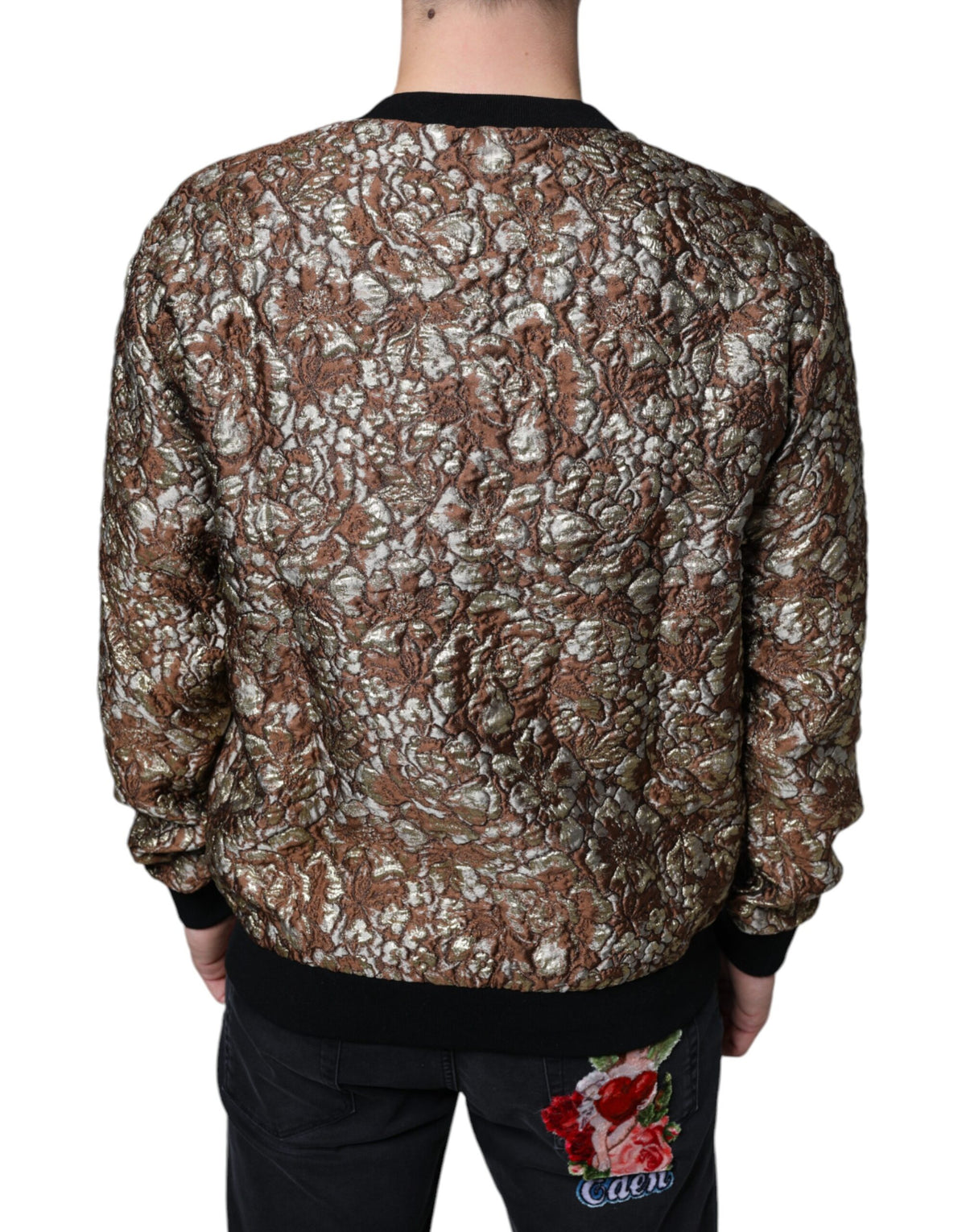 Pull en jacquard marron à motif ananas Mambo de Dolce &amp; Gabbana
