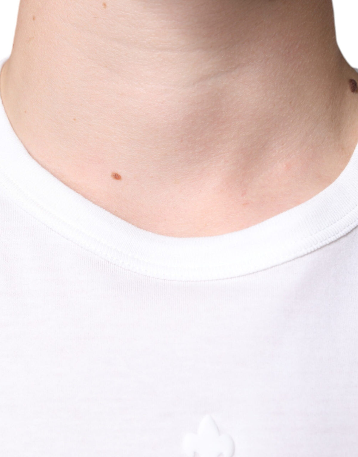 T-shirt en coton à col rond blanc avec logo en relief de Dolce &amp; Gabbana