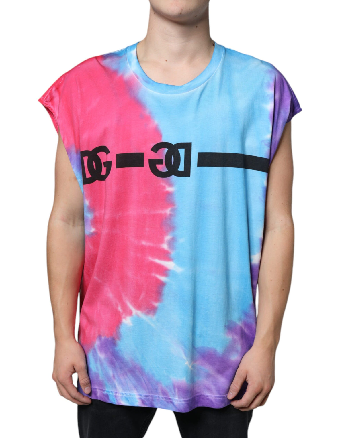 T-shirt sans manches en coton multicolore à motifs tie-dye de Dolce &amp; Gabbana