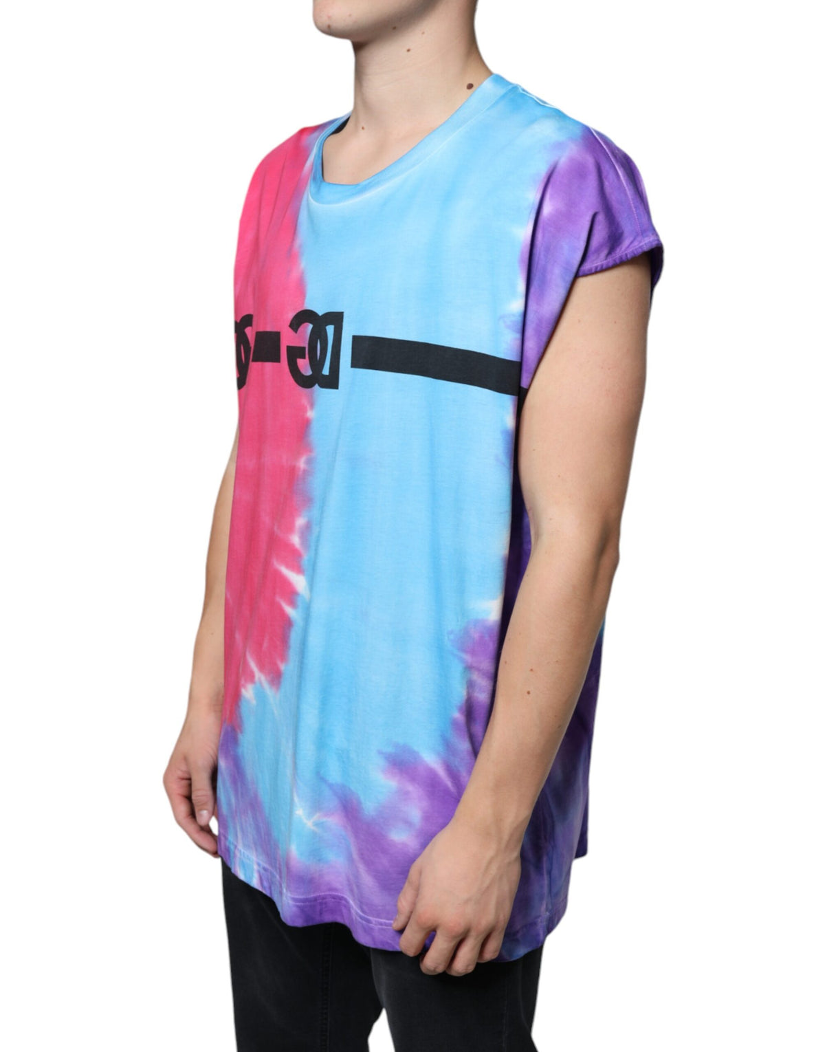 T-shirt sans manches en coton multicolore à motifs tie-dye de Dolce &amp; Gabbana