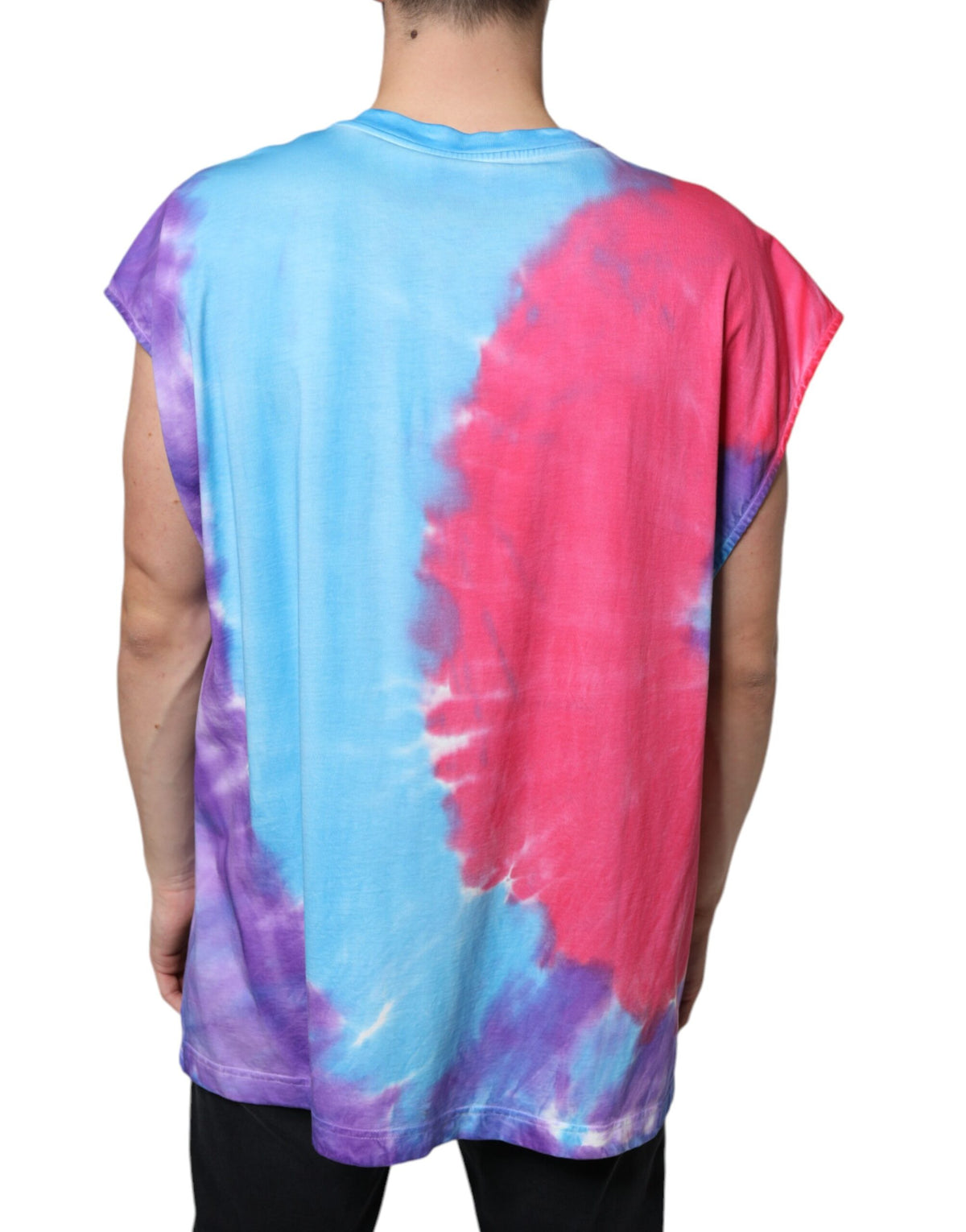 T-shirt sans manches en coton multicolore à motifs tie-dye de Dolce &amp; Gabbana
