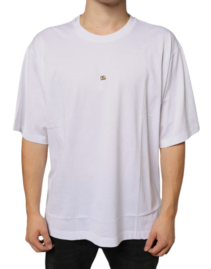 Dolce &amp; Gabbana wit T-shirt van katoen met metalen DG-logo en korte mouwen