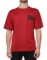 T-shirt à col rond en coton rouge avec imprimé du logo DG de Dolce &amp; Gabbana
