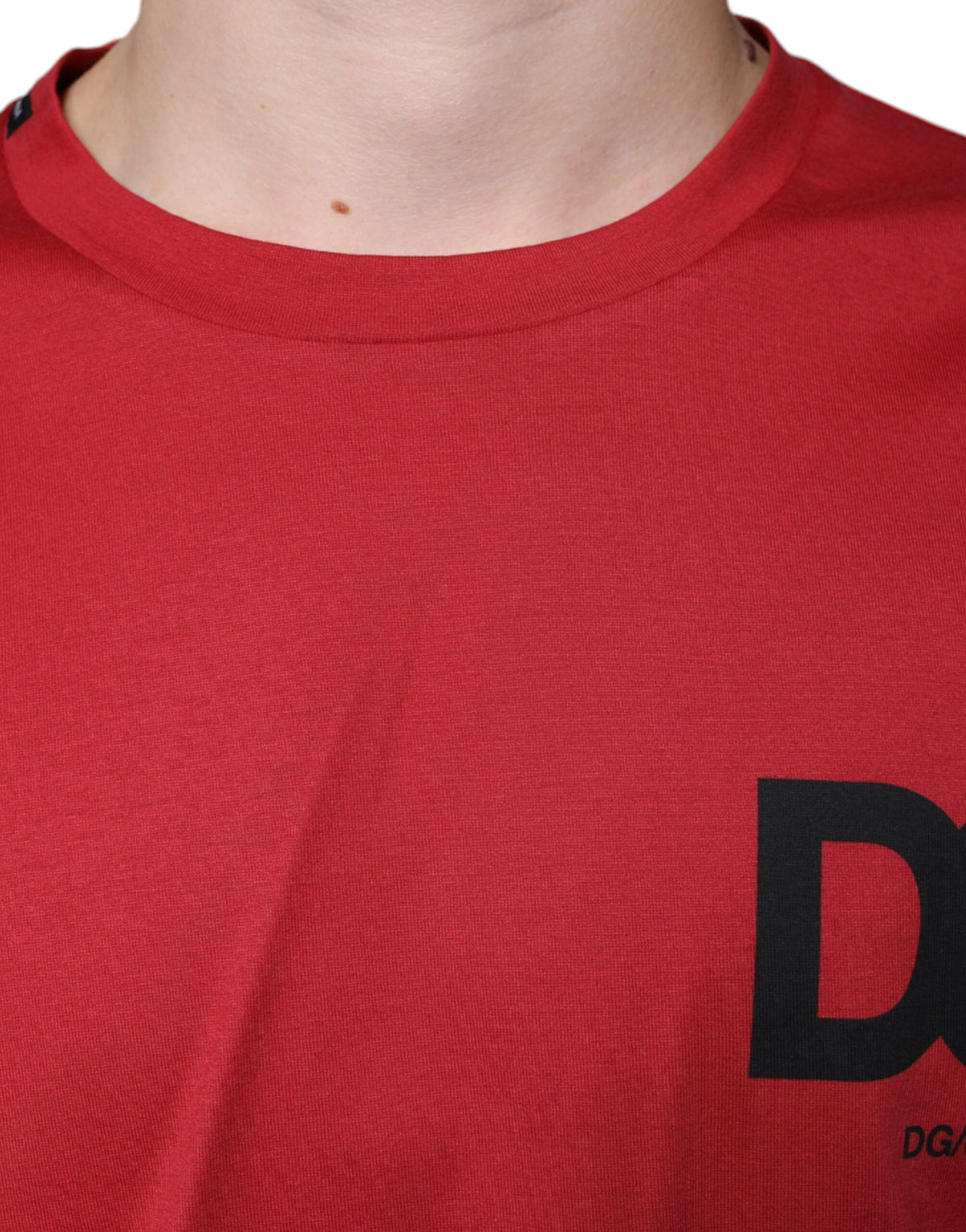 T-shirt à col rond en coton rouge avec imprimé du logo DG de Dolce &amp; Gabbana