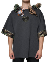 T-shirt en coton gris à motif camouflage animal de Dolce &amp; Gabbana