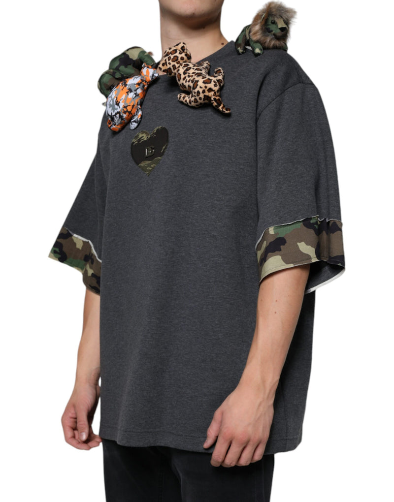 Dolce &amp; Gabbana grijs camouflage dierenprint katoenen T-shirt