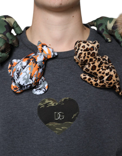 Dolce &amp; Gabbana grijs camouflage dierenprint katoenen T-shirt