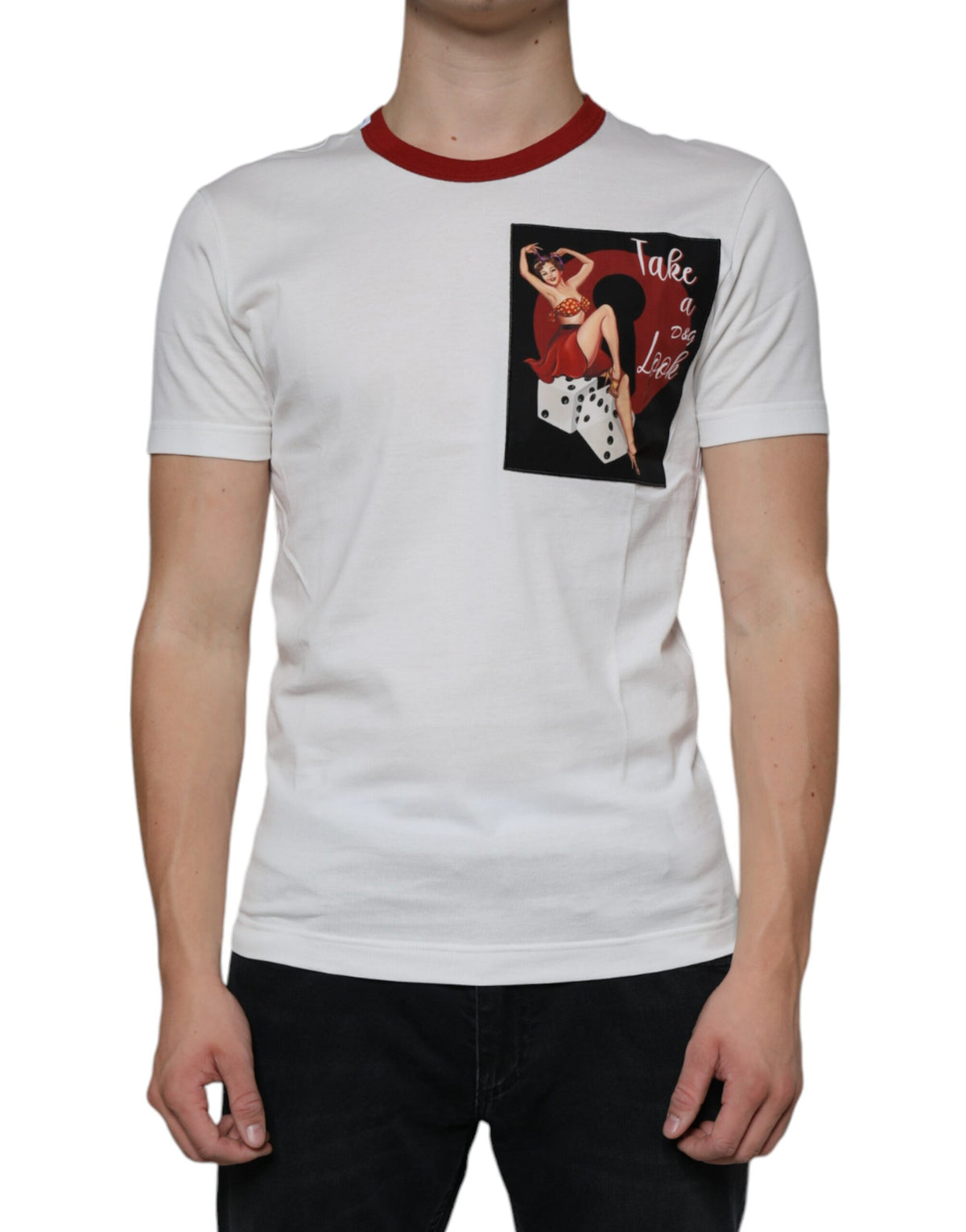 T-shirt en coton à col rond blanc avec imprimé graphique de Dolce &amp; Gabbana