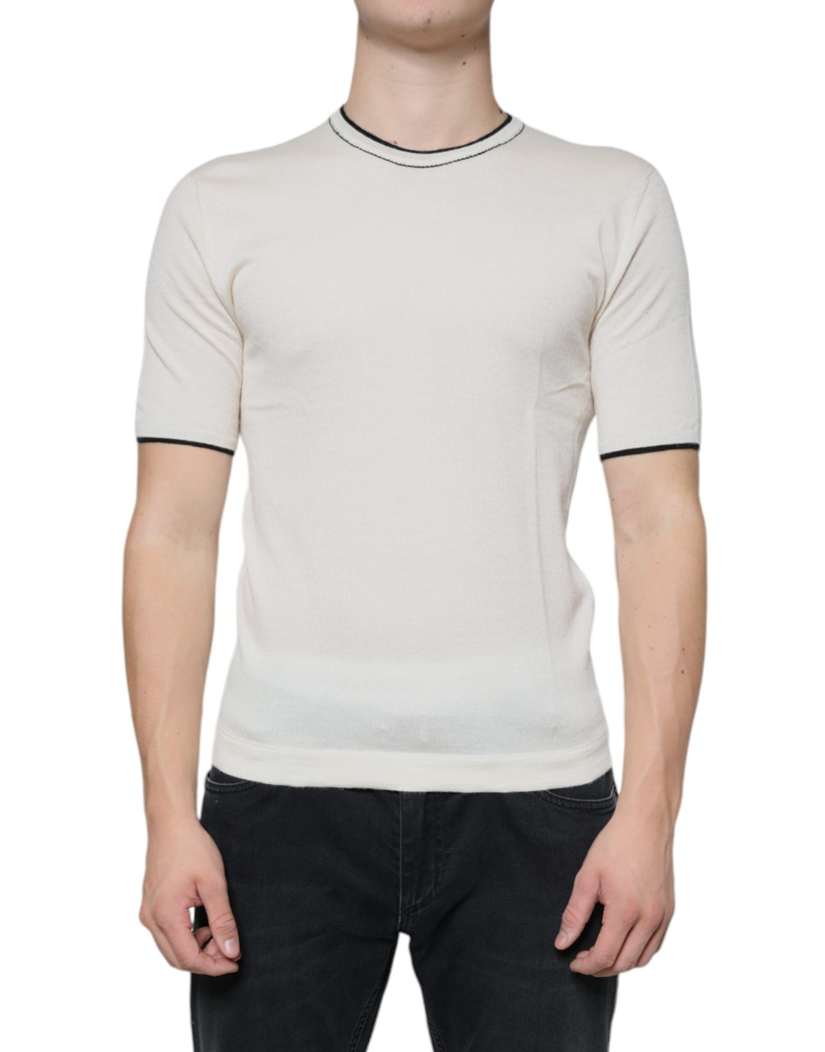 T-shirt en cachemire à manches courtes blanc cassé de Dolce &amp; Gabbana