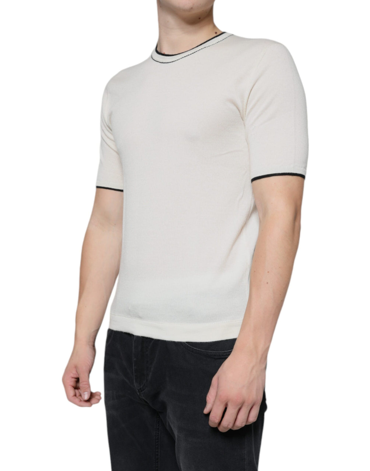 T-shirt en cachemire à manches courtes blanc cassé de Dolce &amp; Gabbana