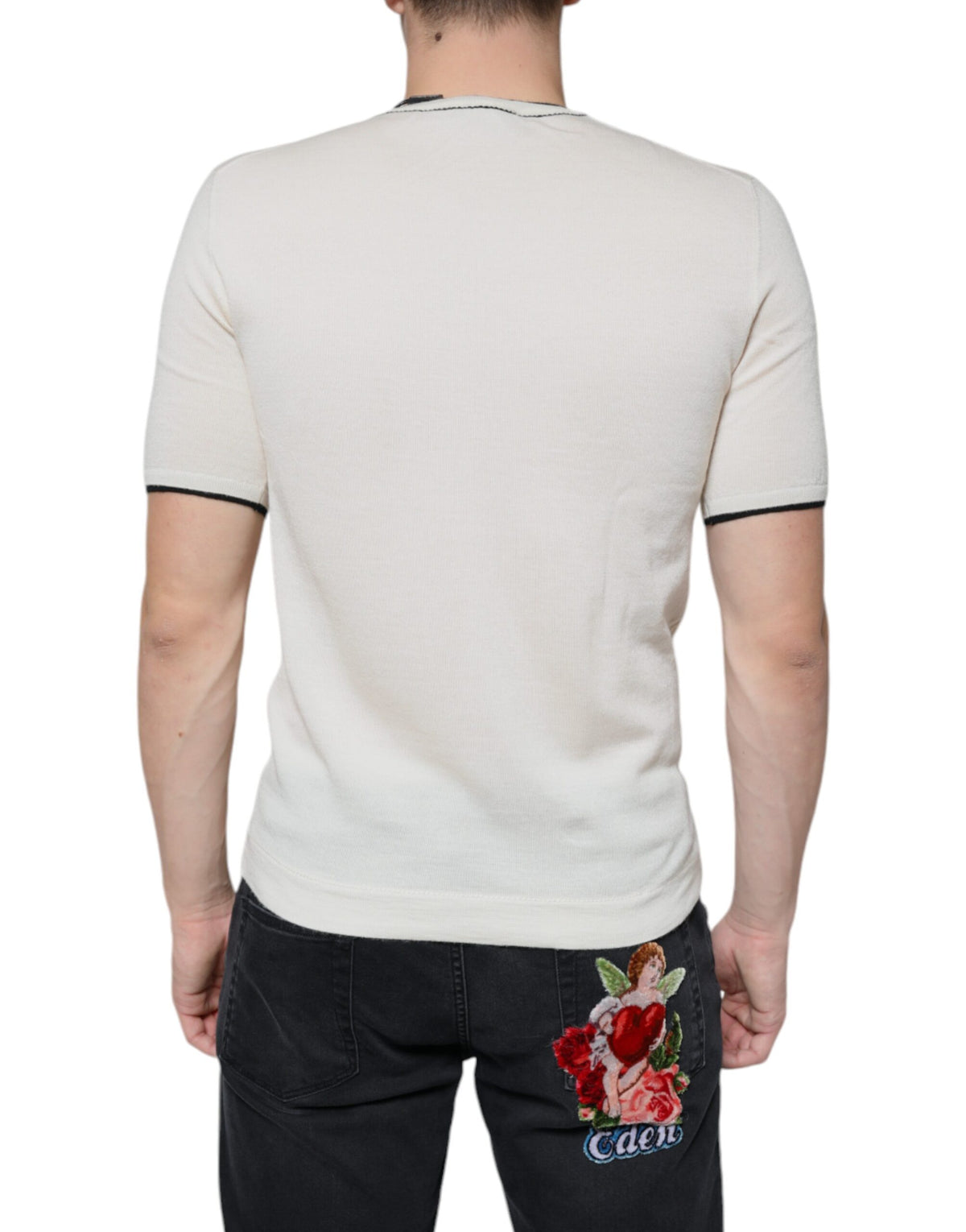T-shirt en cachemire à manches courtes blanc cassé de Dolce &amp; Gabbana