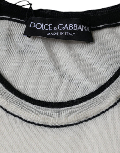 Dolce &amp; Gabbana T-shirt van off-white kasjmier met korte mouwen