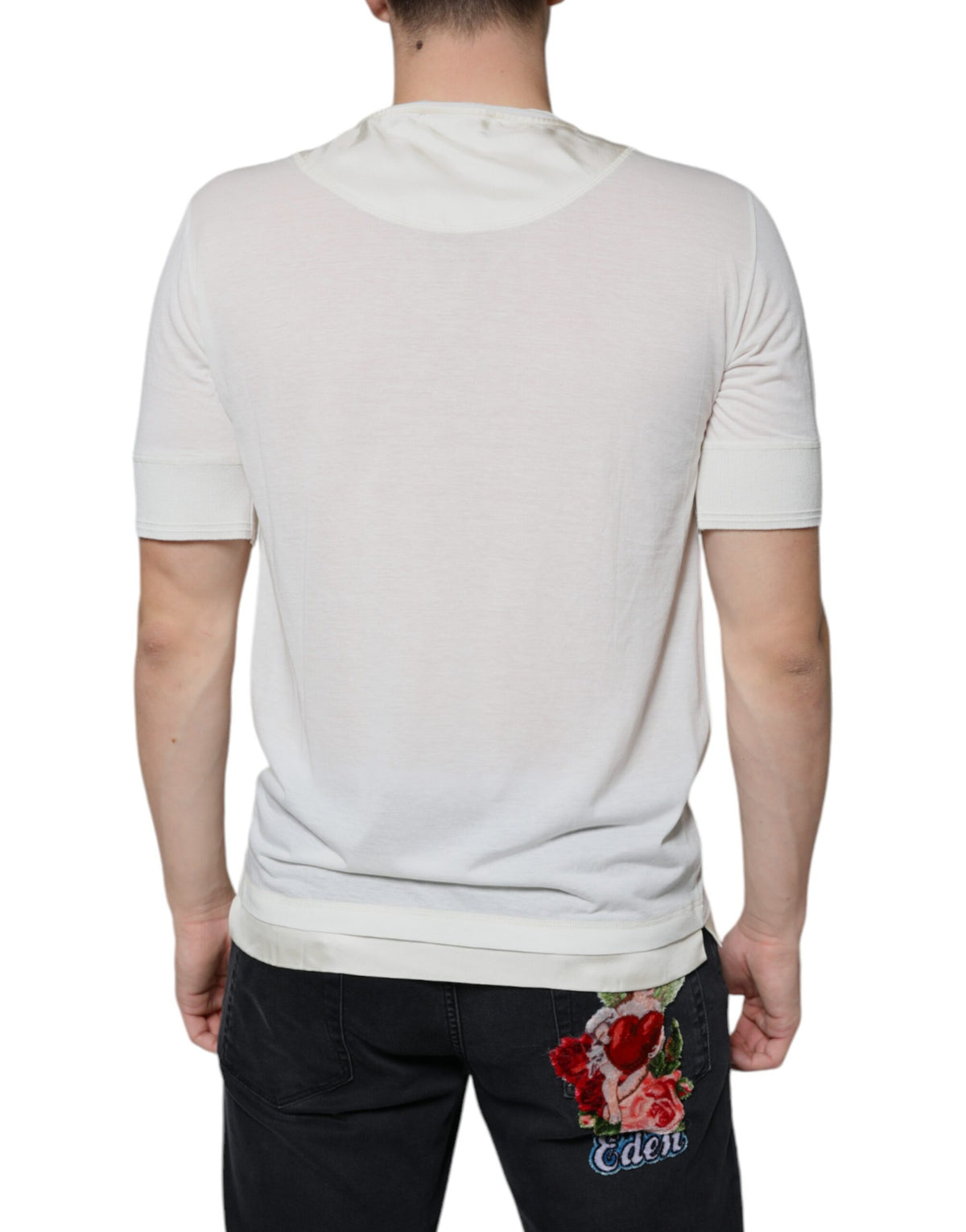 T-shirt à manches courtes en coton blanc cassé de Dolce &amp; Gabbana