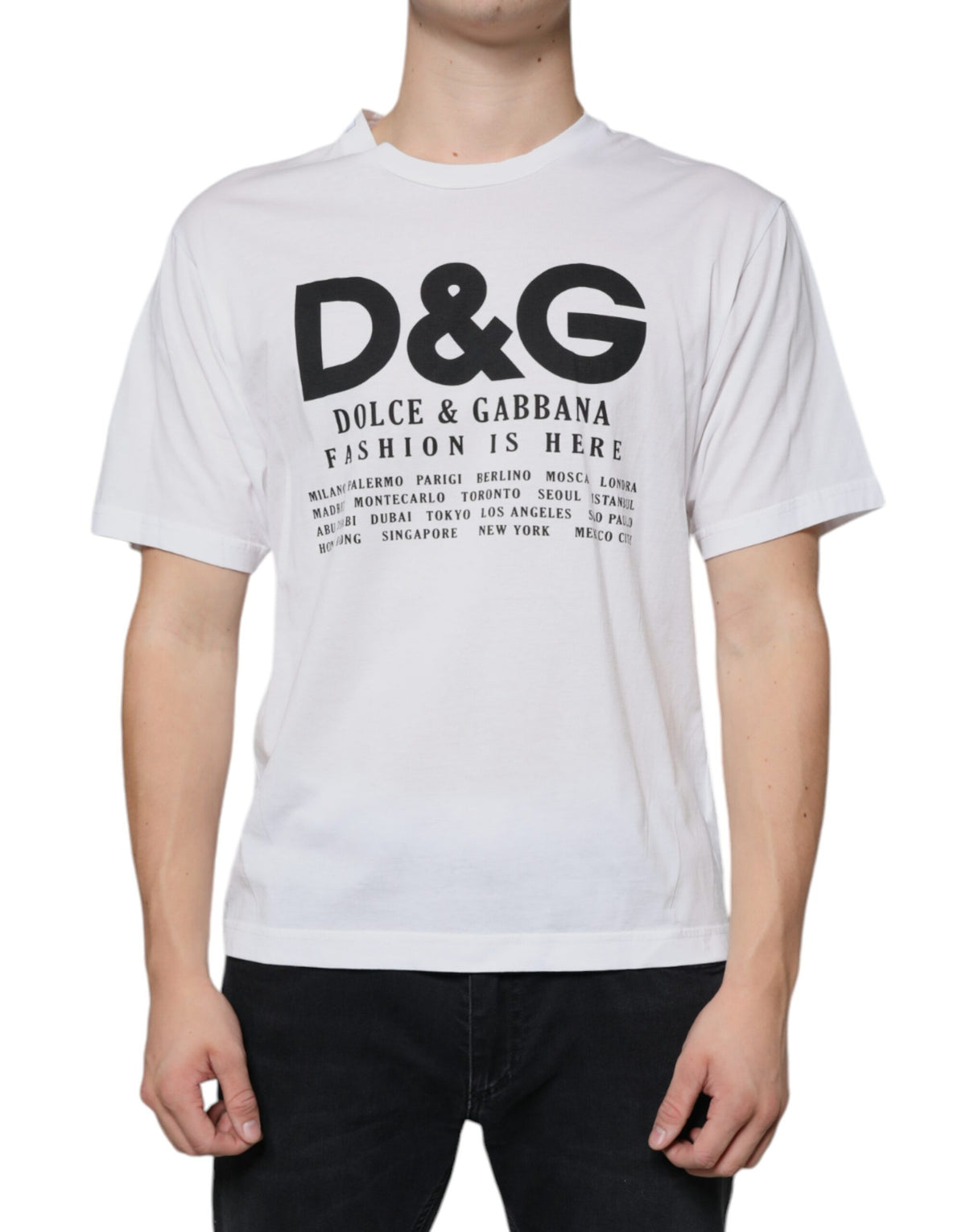 T-shirt décontracté en coton blanc avec imprimé du logo DG de Dolce &amp; Gabbana