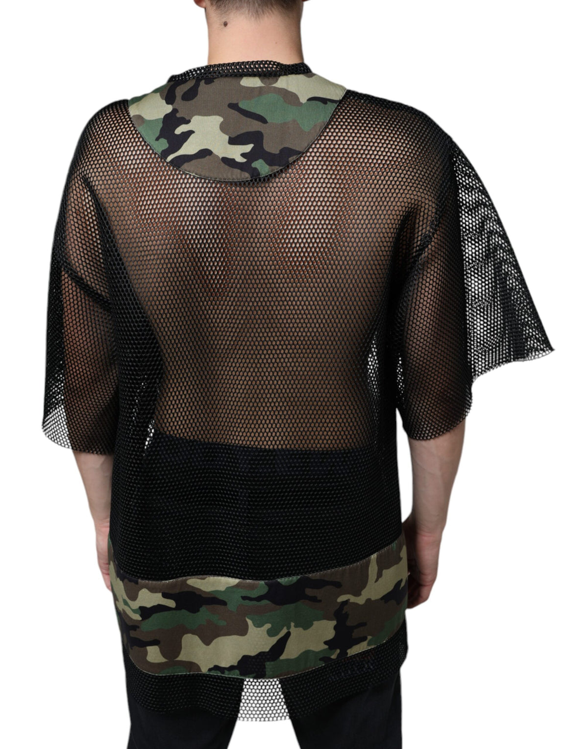 T-shirt à manches courtes en maille camouflage noir de Dolce &amp; Gabbana