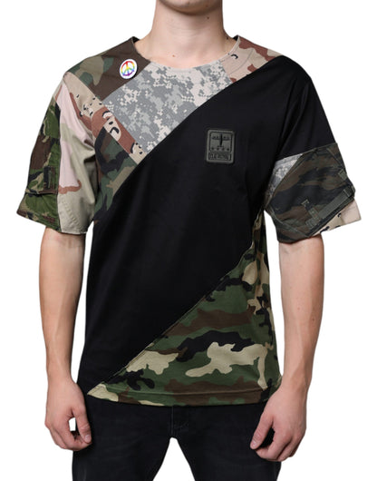 Dolce &amp; Gabbana DG Royal T-shirt in camouflagepatroon met patchwork en multicolor details