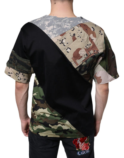 Dolce &amp; Gabbana DG Royal T-shirt in camouflagepatroon met patchwork en multicolor details