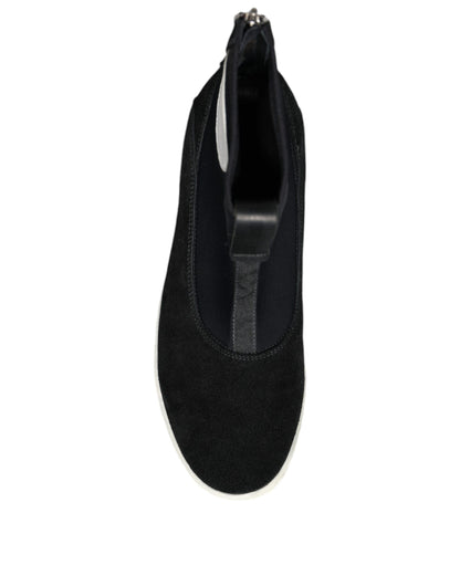 Bottines mi-mollet Takeshi en néoprène noir et blanc d'Alexander McQueen