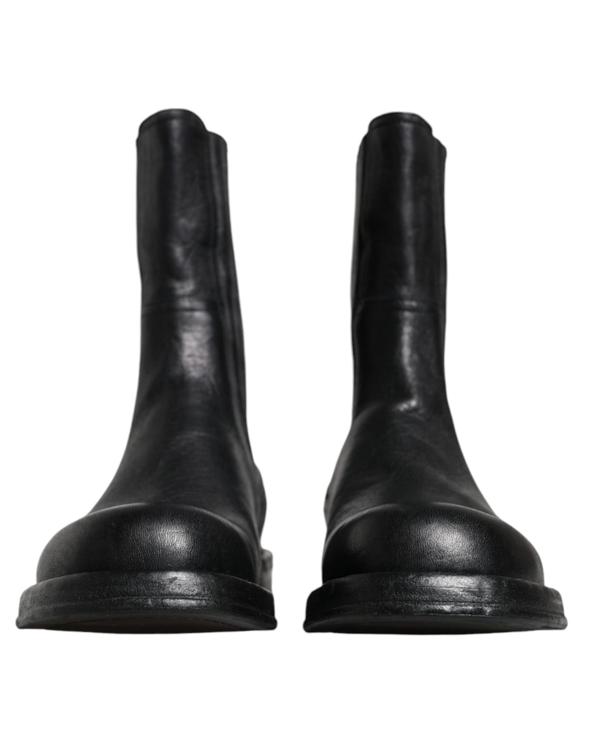 Dolce & Gabbana Black Horse Leather Mid Calf Boots