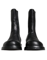 Dolce & Gabbana Black Horse Leather Mid Calf Boots