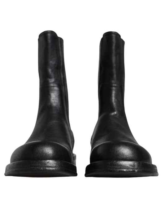 Dolce & Gabbana Black Horse Leather Mid Calf Boots