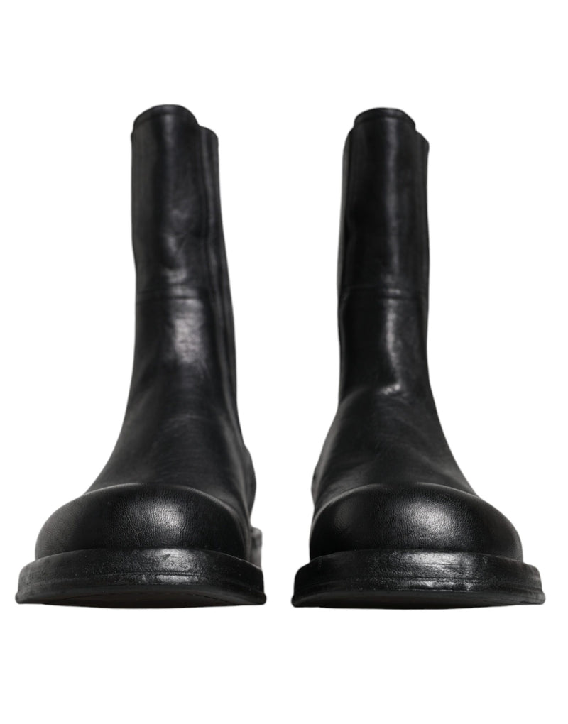 Dolce & Gabbana Black Horse Leather Mid Calf Boots