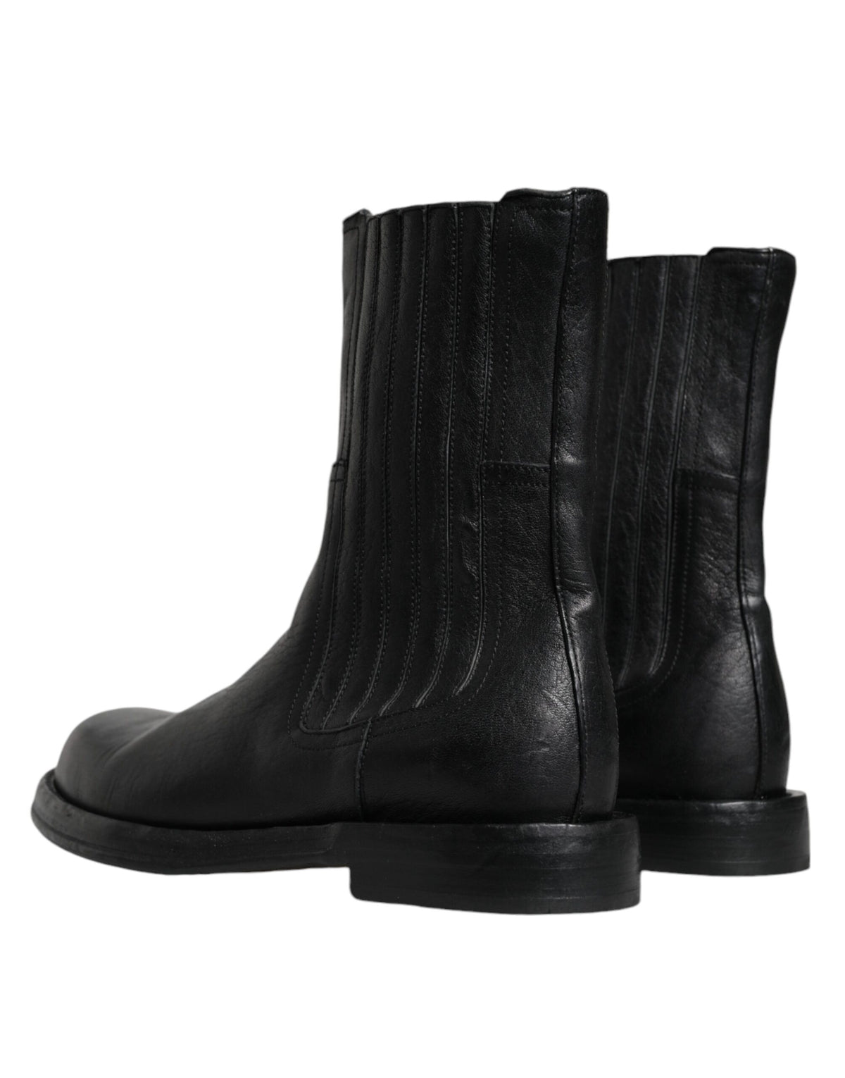 Dolce & Gabbana Black Horse Leather Mid Calf Boots