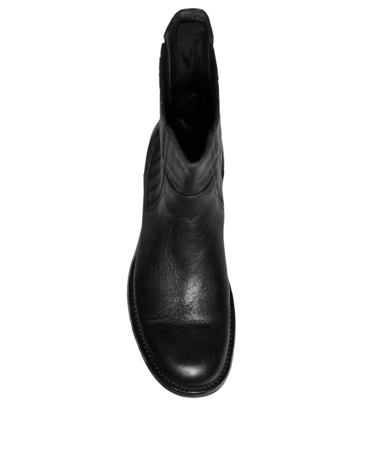Dolce & Gabbana Black Horse Leather Mid Calf Boots