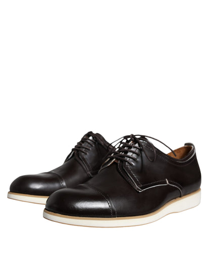 Chaussures habillées homme en cuir noir et blanc à lacets Pollini