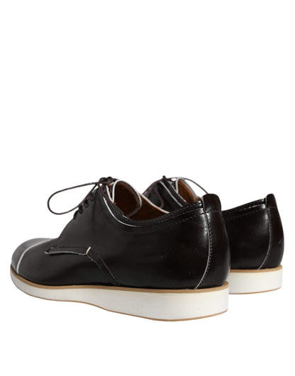 Chaussures habillées homme en cuir noir et blanc à lacets Pollini
