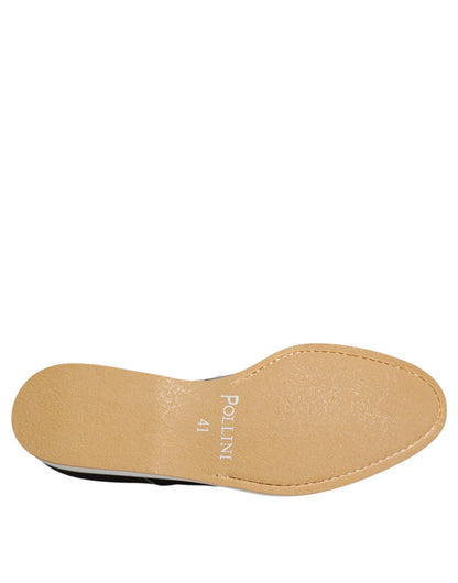 Chaussures habillées homme en cuir noir et blanc à lacets Pollini