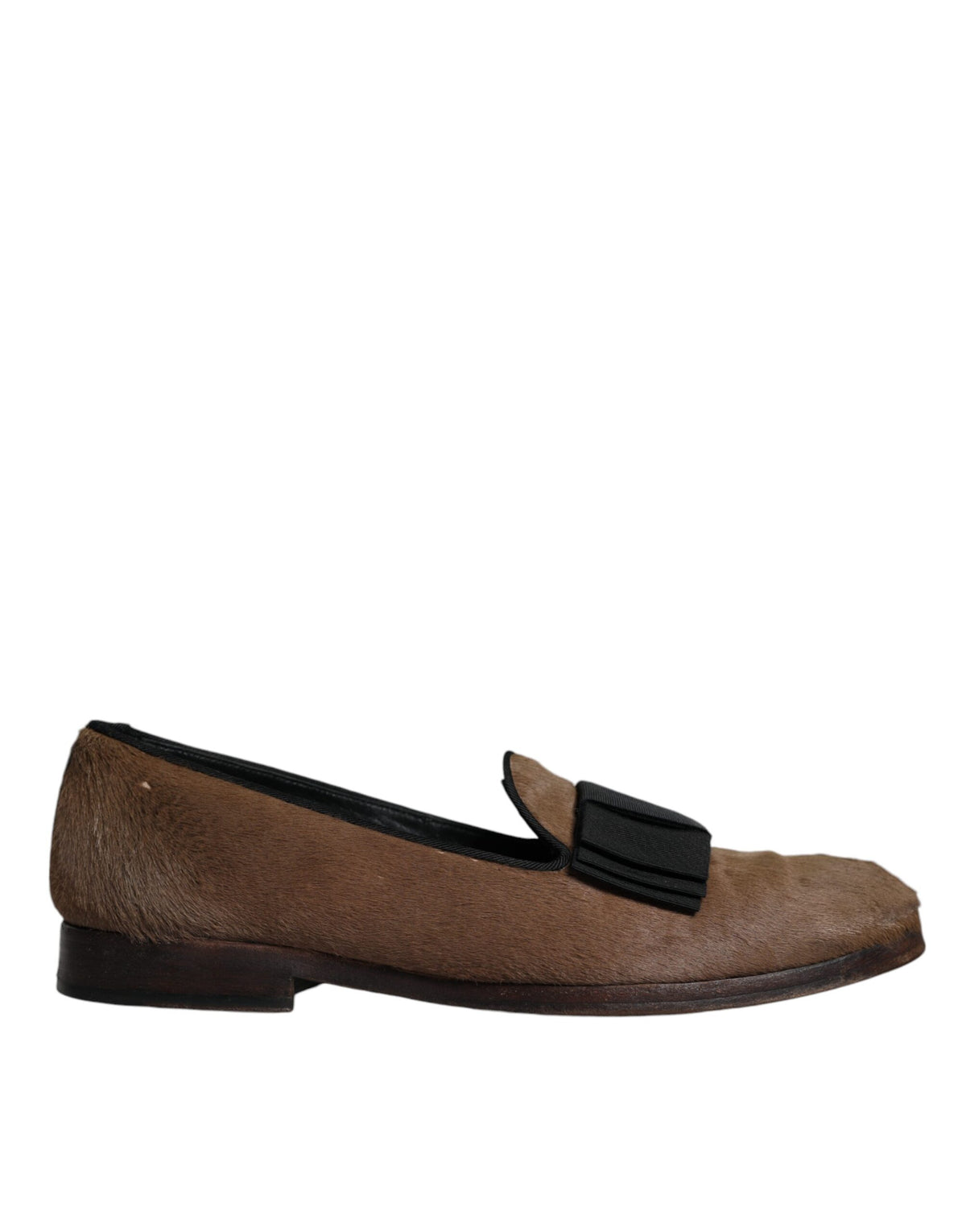 Dolce & Gabbana Brown Calf Hair Leather Loafers - Formal Dress Shoes