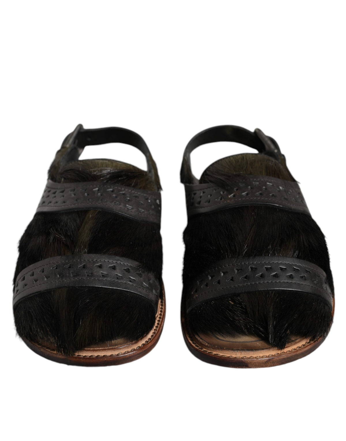 Dolce & Gabbana Black Gazelle Hair Leather Sandals for Men