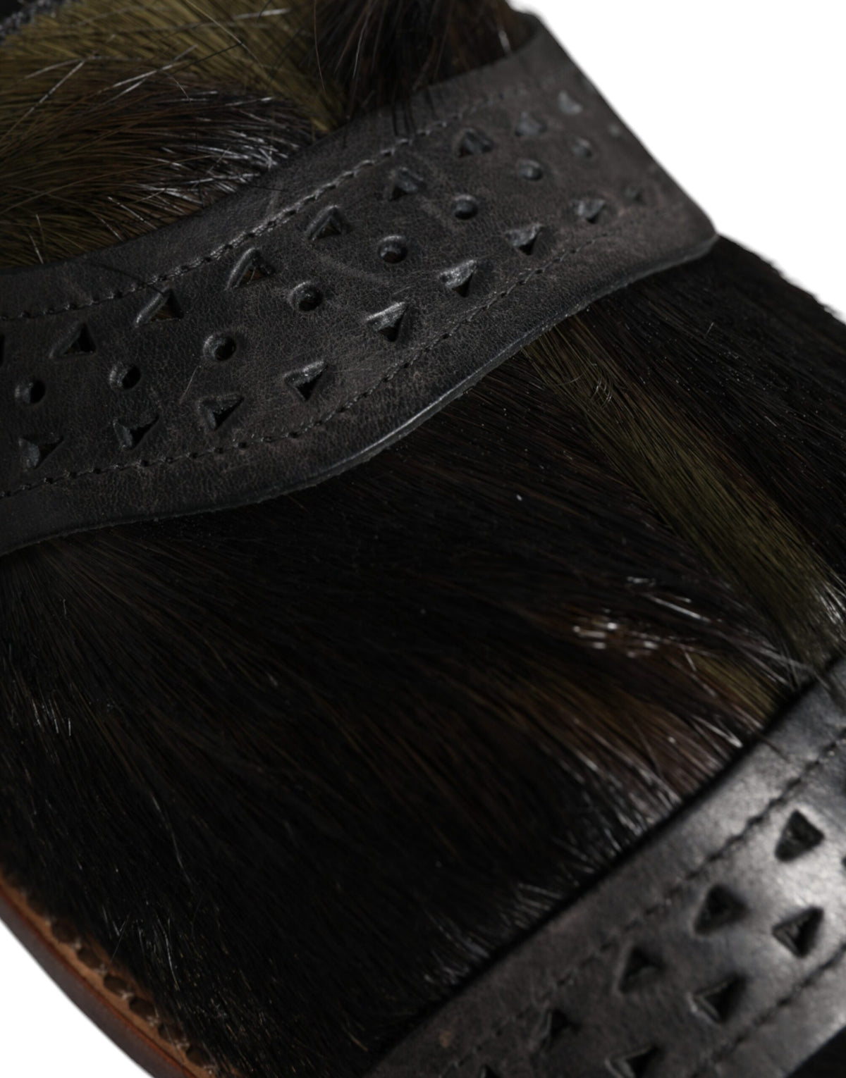 Dolce & Gabbana Black Gazelle Hair Leather Sandals for Men