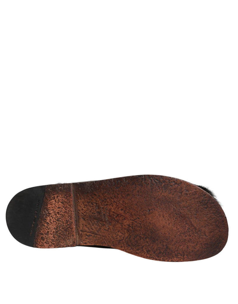 Dolce & Gabbana Black Gazelle Hair Leather Sandals for Men