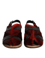 Dolce & Gabbana Black and Red Gazelle Hair Leather Sandals