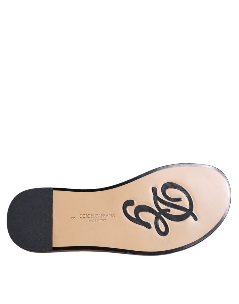 Dolce & Gabbana Black Monochrome Braided Raffia Slides