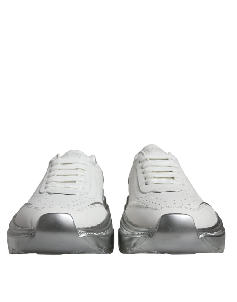 Dolce & Gabbana White Silver Daymaster Low Top Sneakers