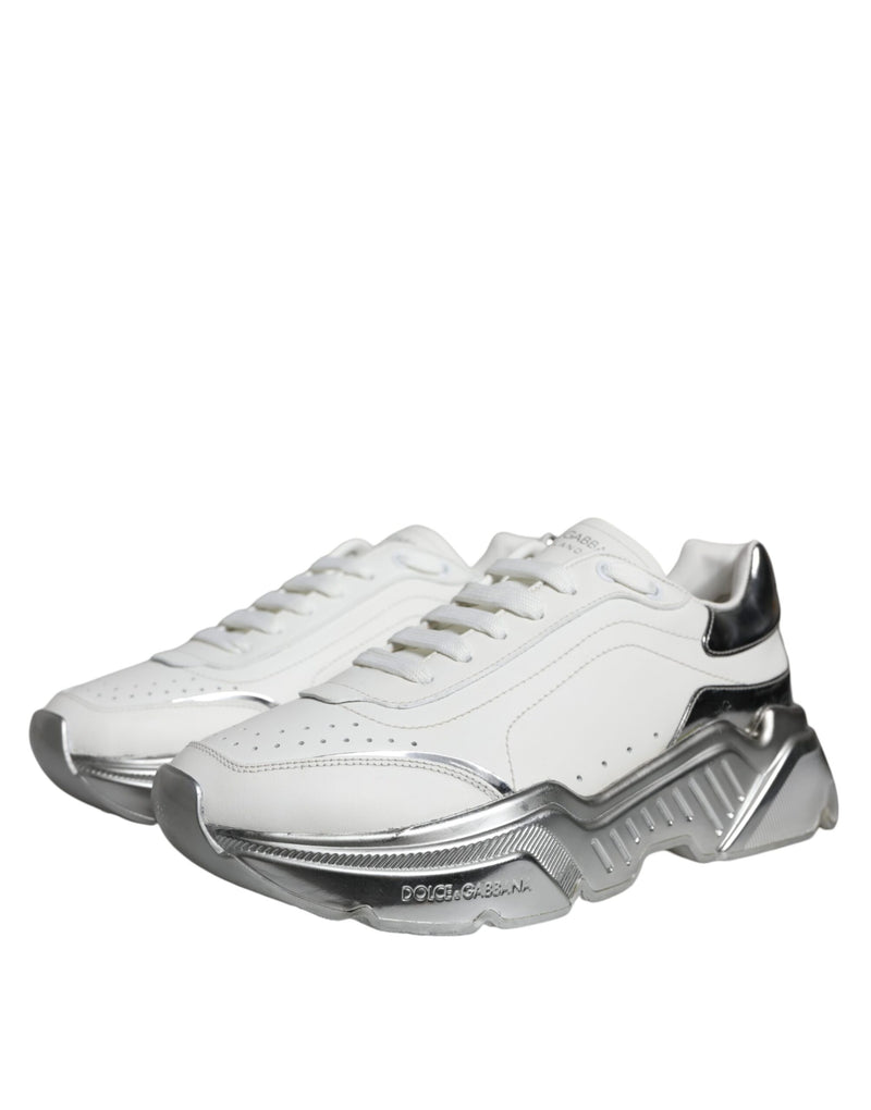 Dolce & Gabbana White Silver Daymaster Low Top Sneakers