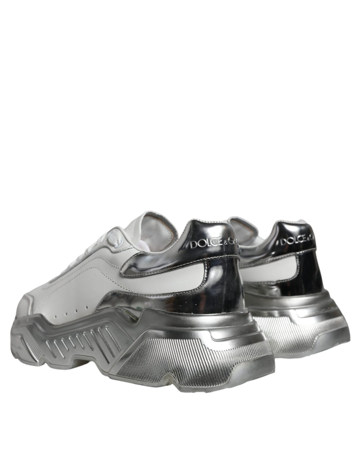Dolce & Gabbana White Silver Daymaster Low Top Sneakers