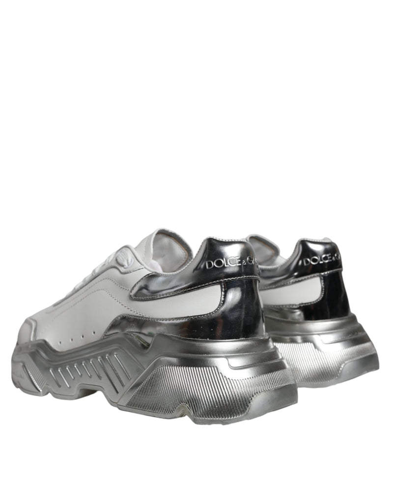 Dolce & Gabbana White Silver Daymaster Low Top Sneakers
