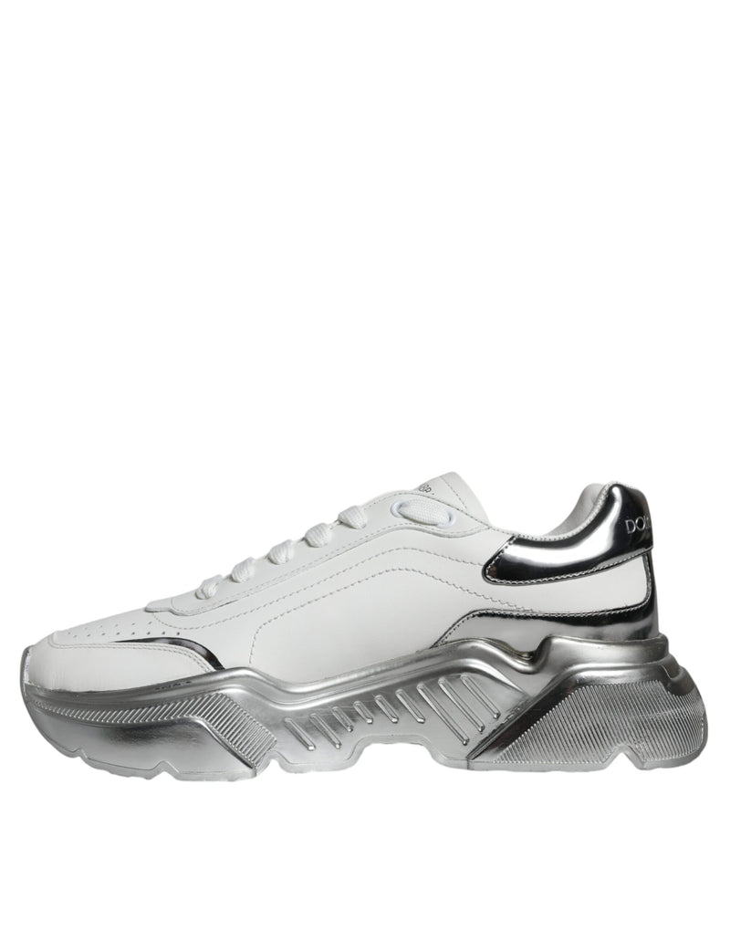 Dolce & Gabbana White Silver Daymaster Low Top Sneakers