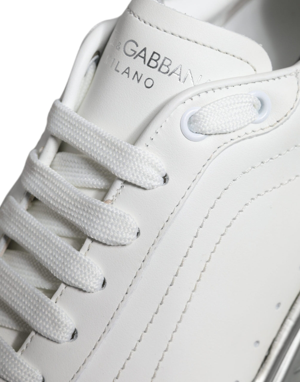 Dolce & Gabbana White Silver Daymaster Low Top Sneakers