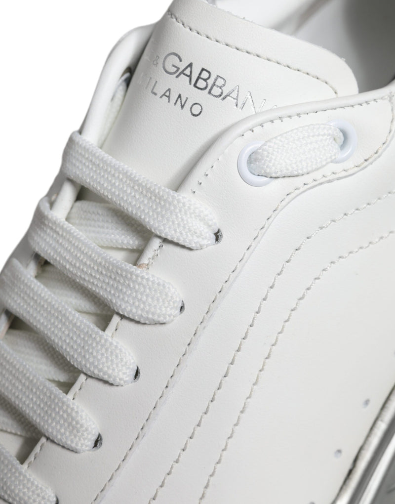 Dolce & Gabbana White Silver Daymaster Low Top Sneakers