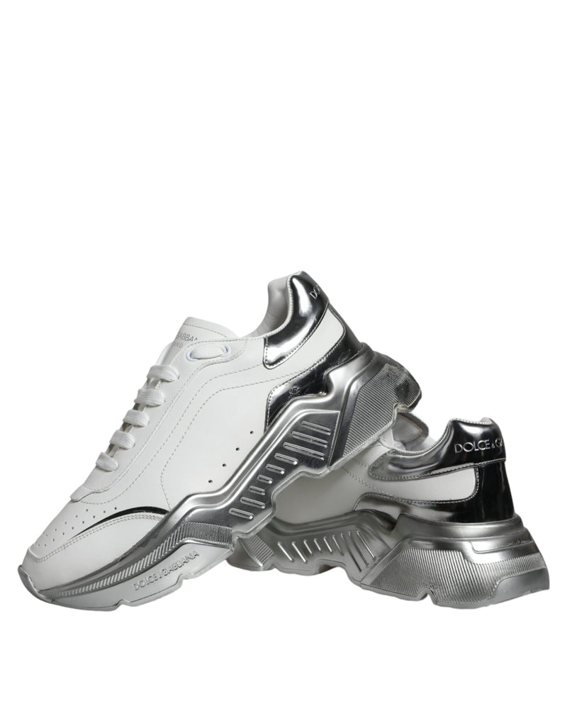 Dolce & Gabbana White Silver Daymaster Low Top Sneakers